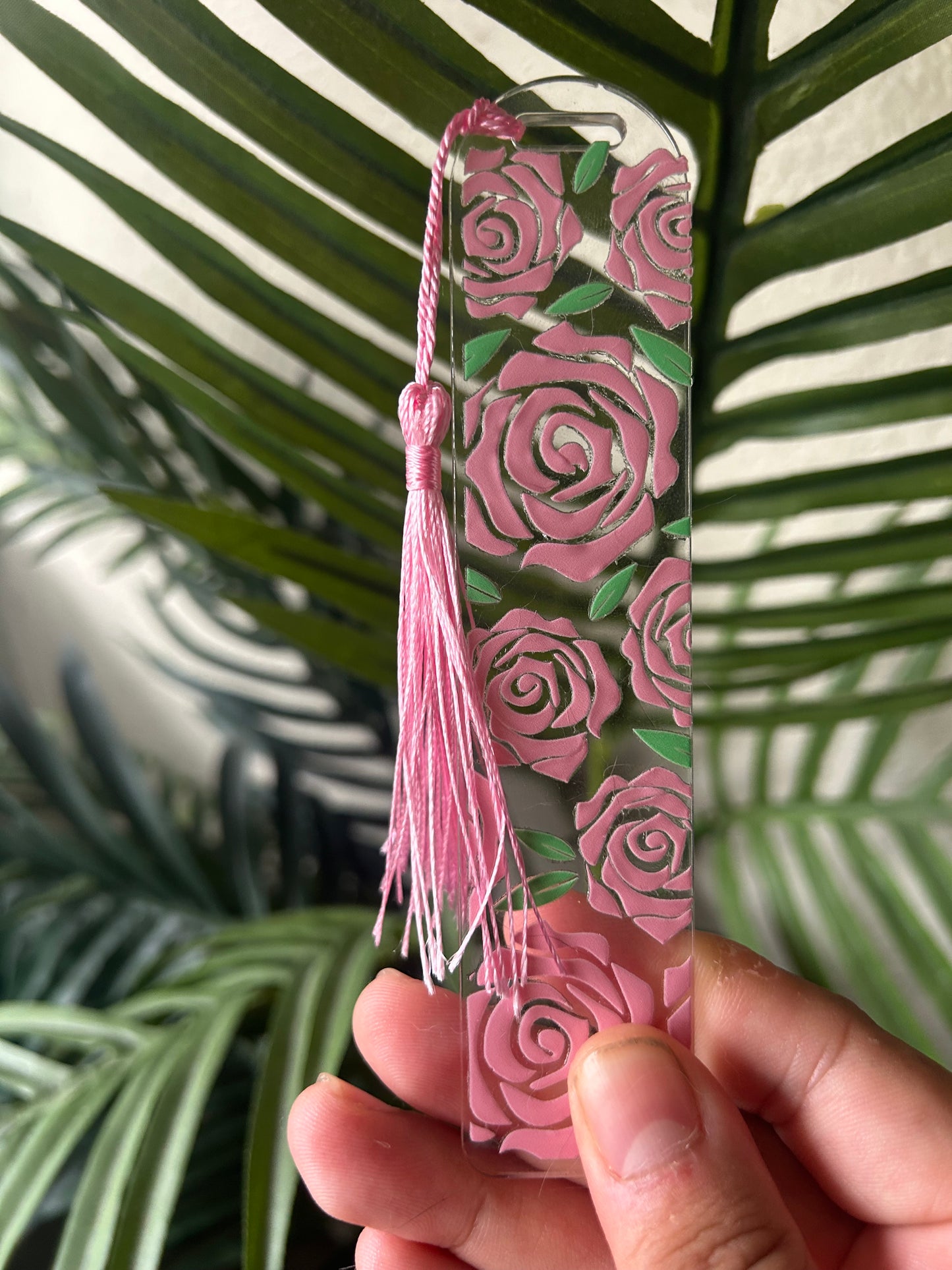 Pink Roses Acrylic Bookmarks