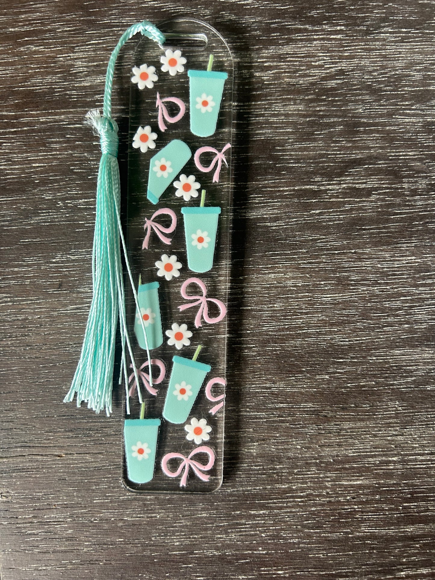 Books & Iced Coffee Themed Acrylic Bookmarks