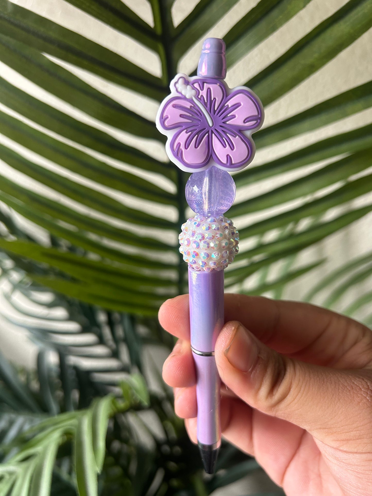 Purple Hibiscus Beaded Pen