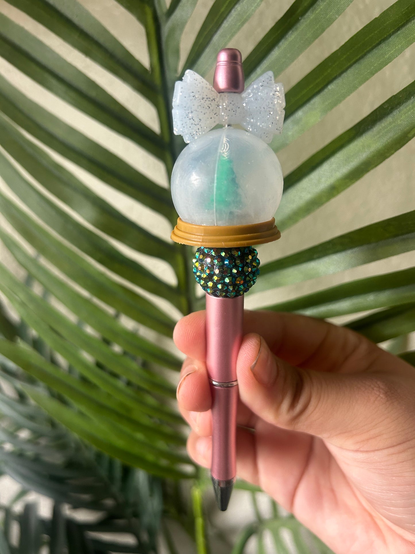Christmas Tree Snowglobe Beaded Pens