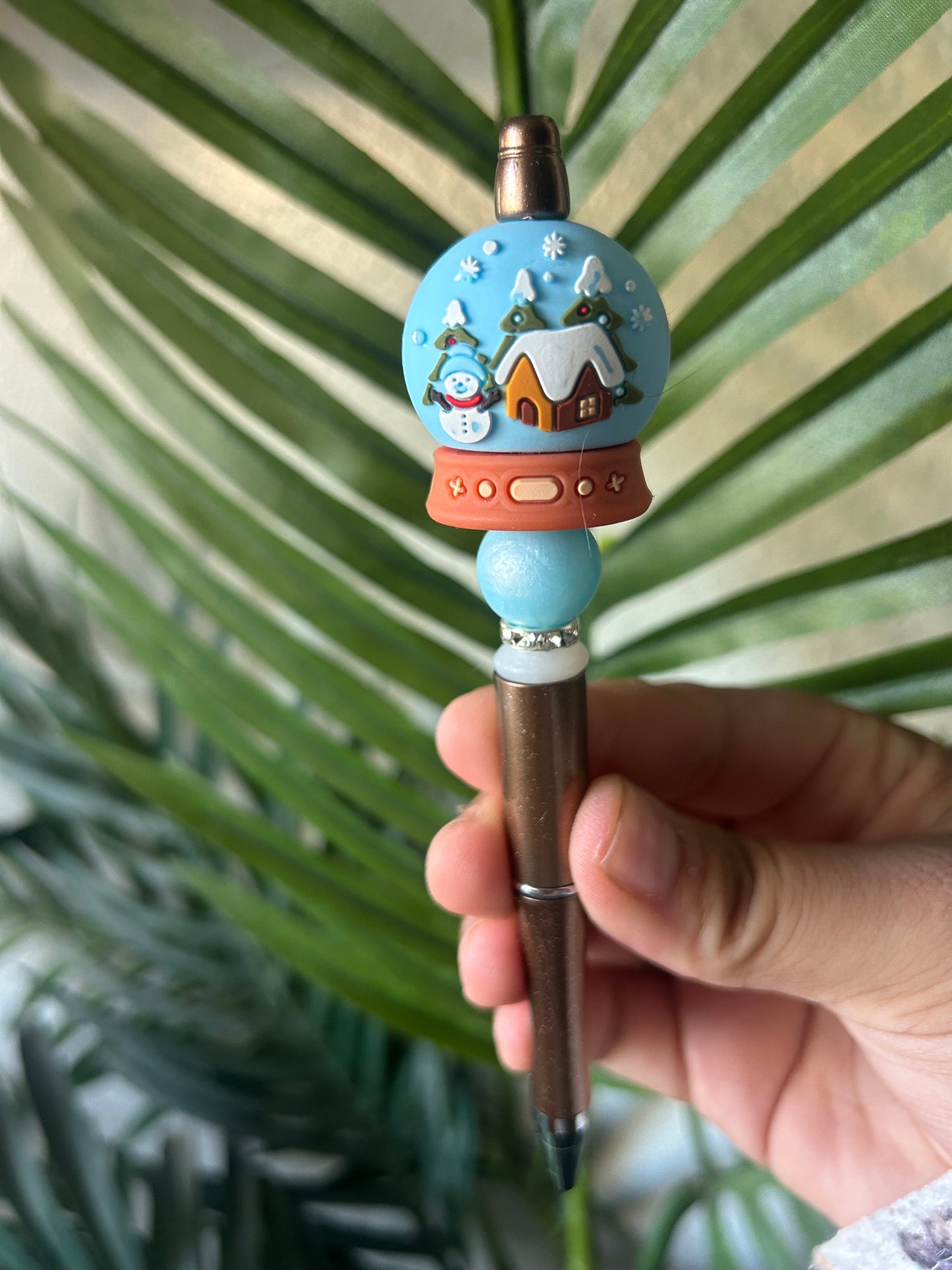 Christmas Snowglobe Beaded Pens