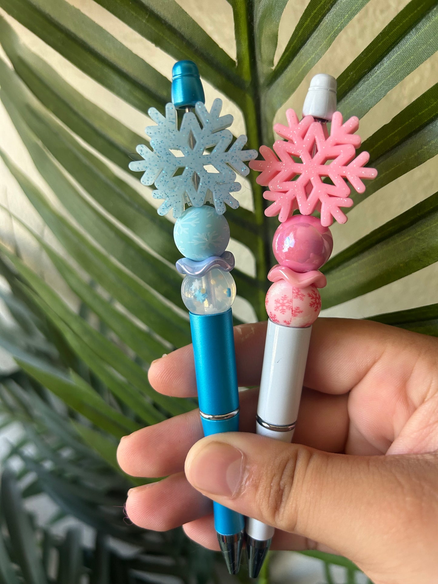 Glitter Snowflakes Beaded Pens