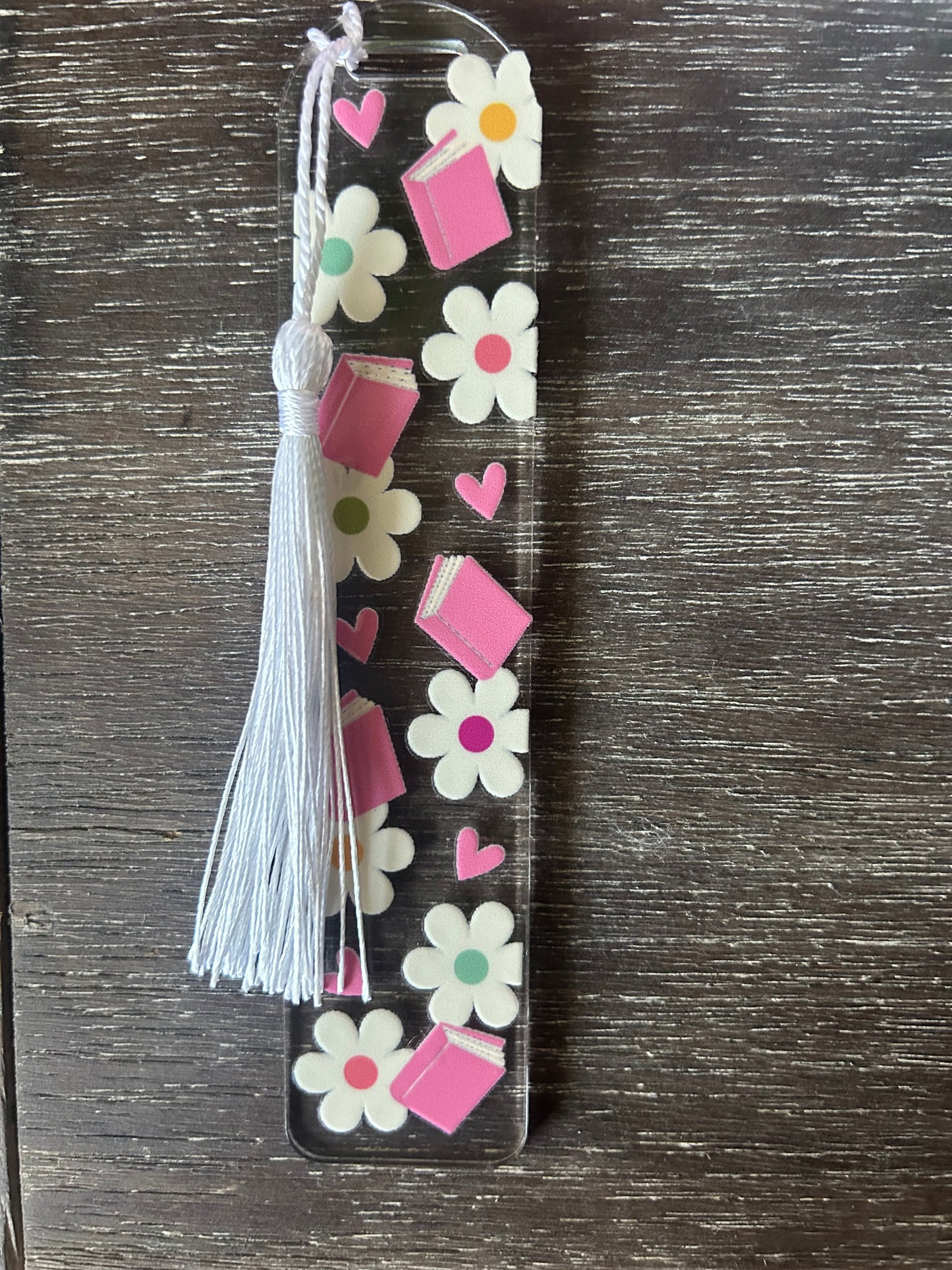 Happy Floral Book Acrylic Bookmark