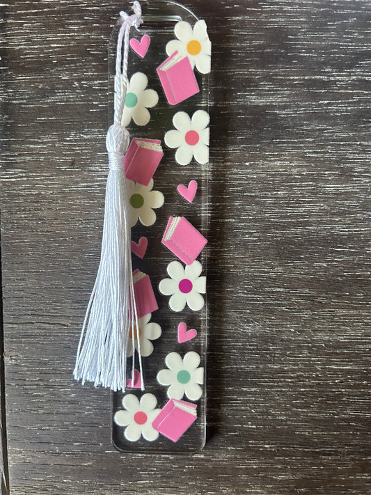 Happy Floral Book Acrylic Bookmark