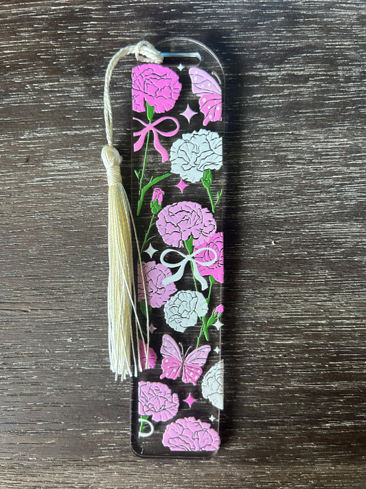 Carnation Butterfly Acrylic Bookmark