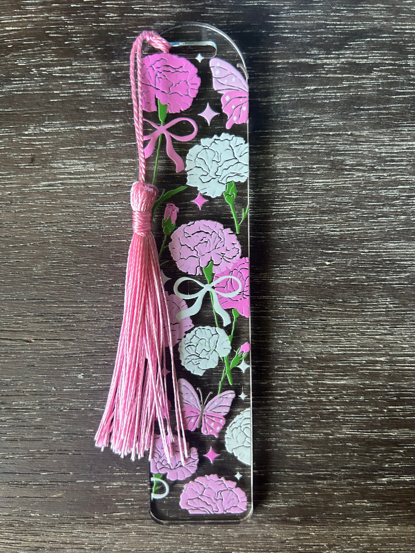 Carnation Butterfly Acrylic Bookmark