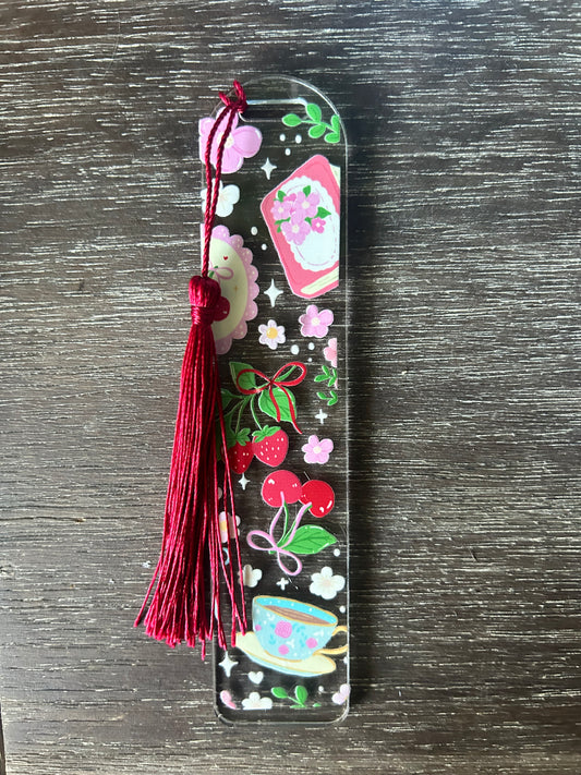 Cherry Reading Time Acrylic Bookmarks