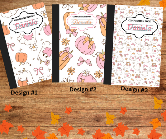 Customized Composition Notebooks (Halloween Ghost Prints)