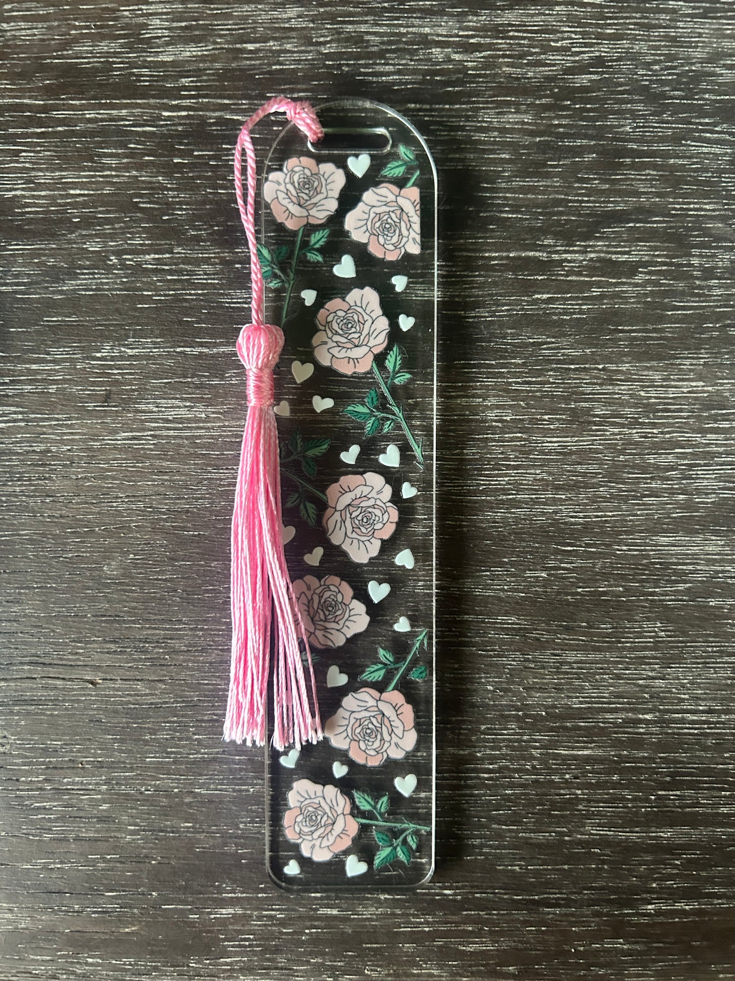 Pink Roses Acrylic Bookmark