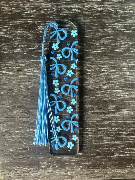 Blue Coquette Bow Acrylic Bookmark