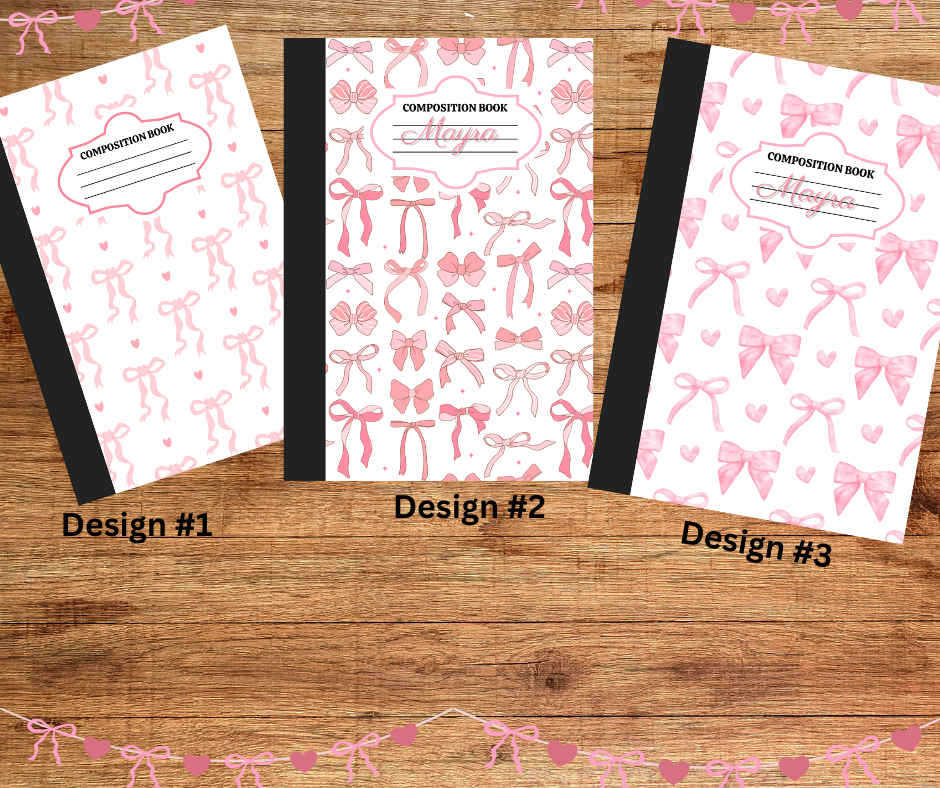 Customized Composition Notebooks (Coquette Bow Prints)