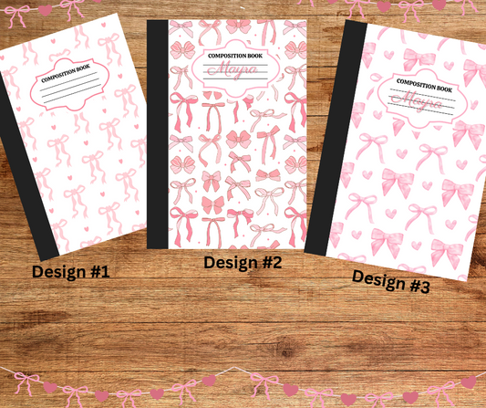 Customized Composition Notebooks (Coquette Bow Prints)