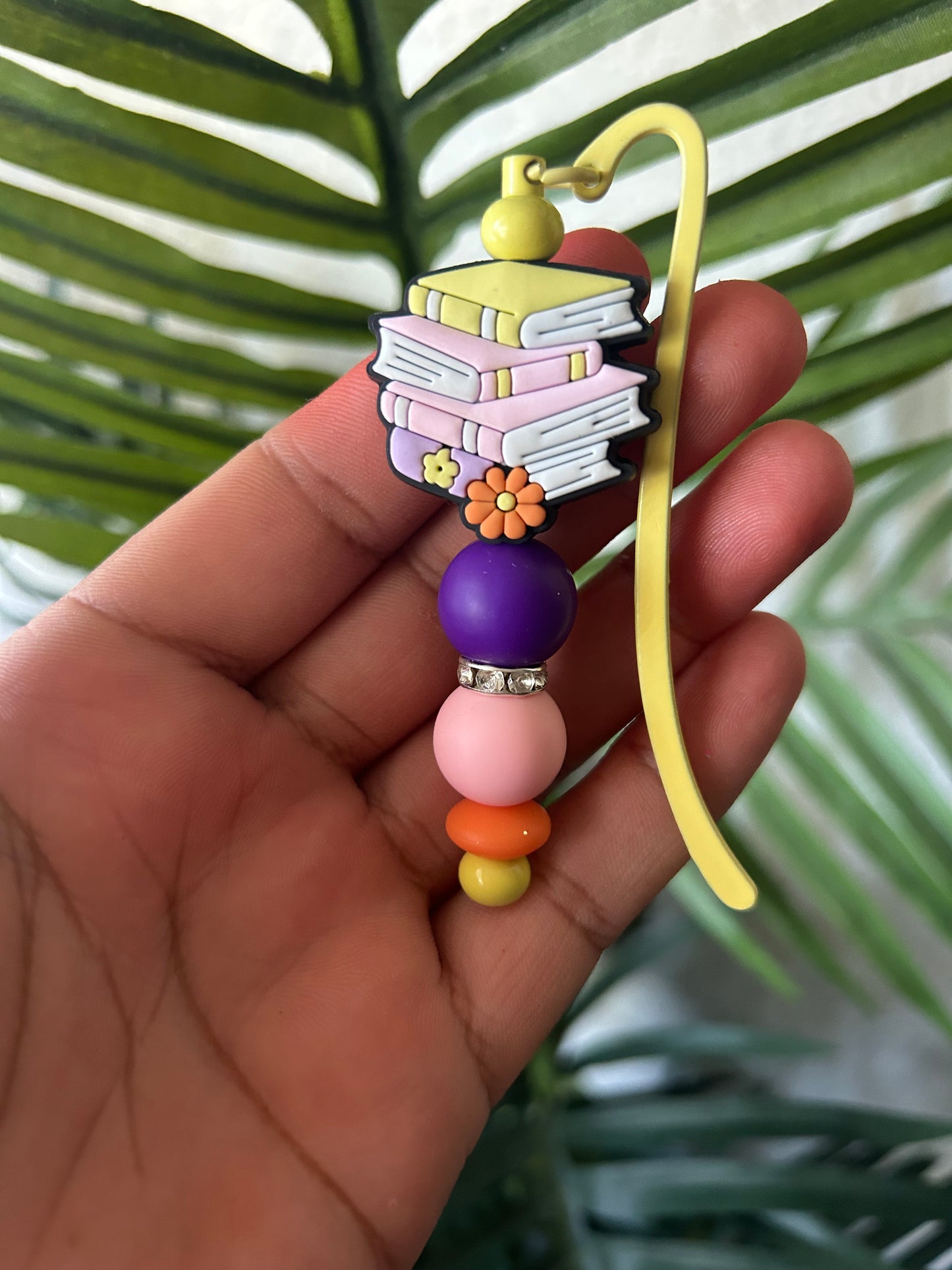 Stacked Books Beaded Bookmark