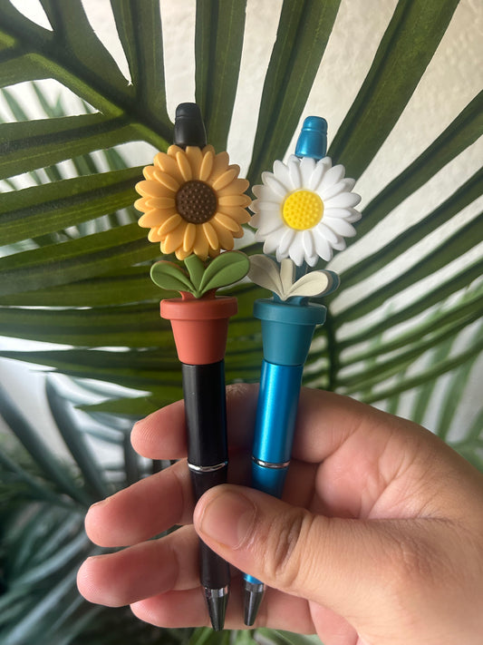 Spring Daisy Floral Beaded Pens
