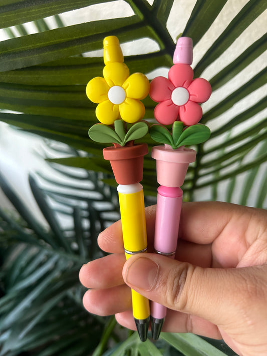 Daisy Flower Beaded Pens With Pot