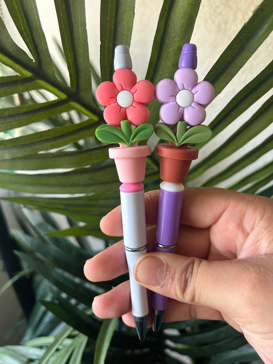 Daisy Flower Beaded Pens With Pot