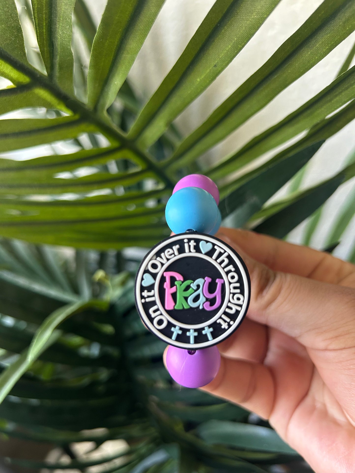 Pray On It Over It Through It Tumbler Cup Charm