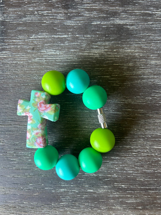Floral Cross Tumbler Cup Charm