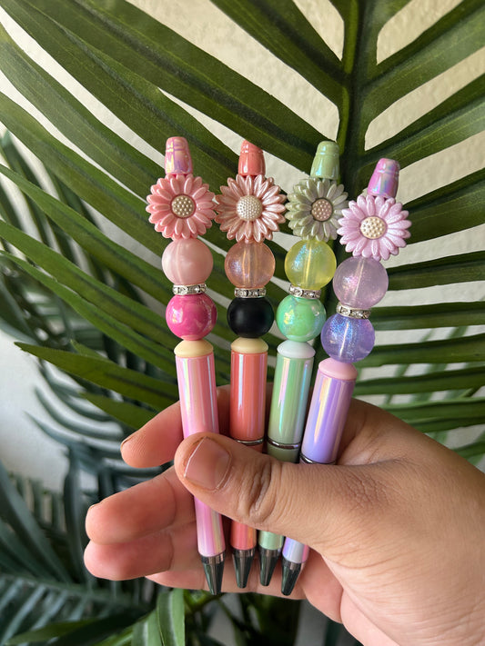Opal Daisy Flower Beaded Pens
