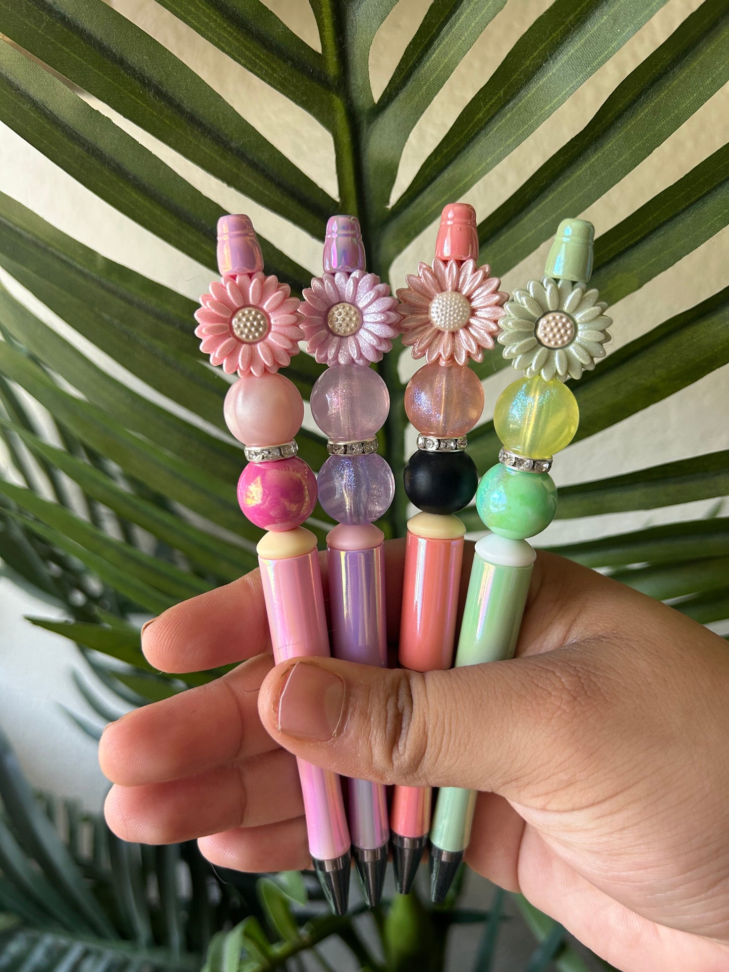 Opal Daisy Flower Beaded Pens