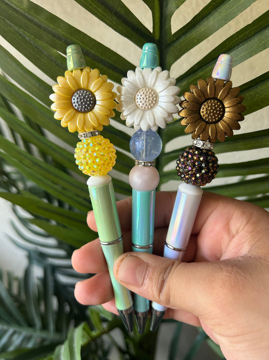 Opal Daisy Flower Beaded Pens