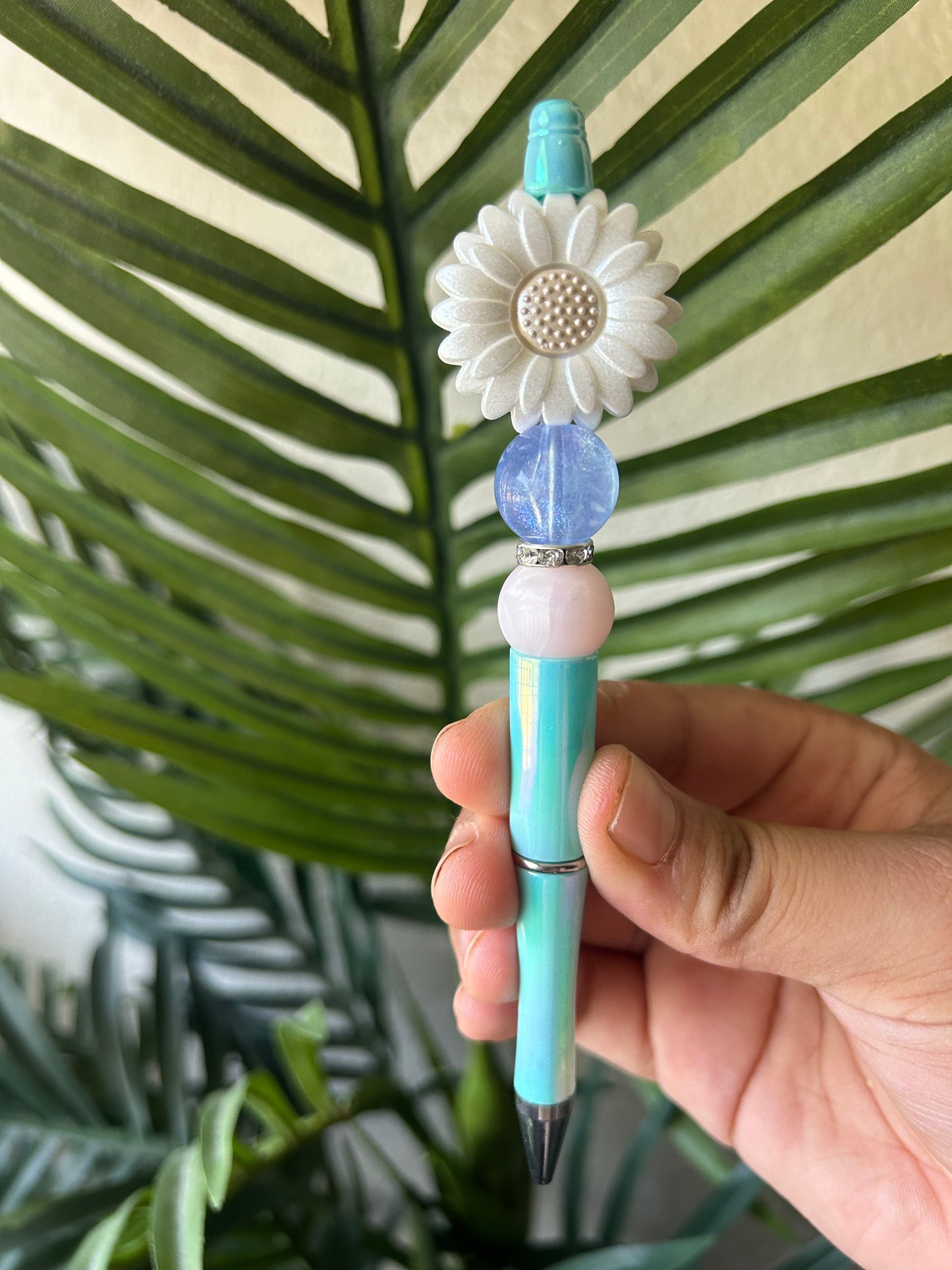 Opal Daisy Flower Beaded Pens