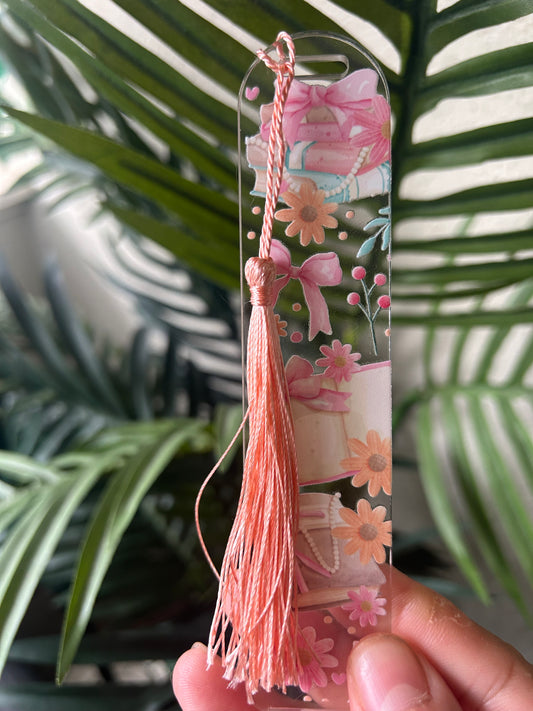 Bow and Reading Acrylic Bookmark
