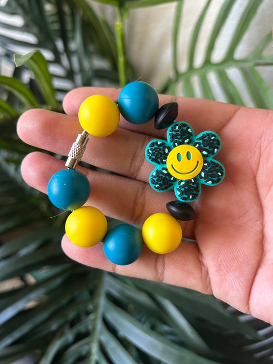 Turqouise Daisy Smiley Face Tumbler Cup Charm