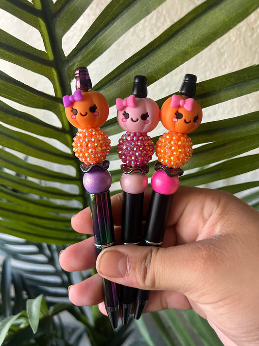 Pumpkin Bow Beaded Pens