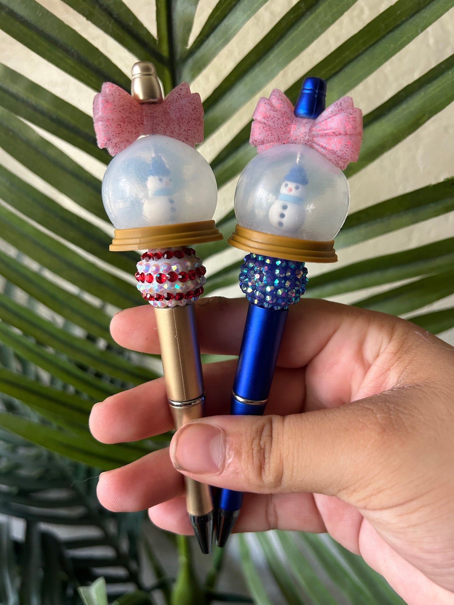 Snowman Snowglobe Beaded Pens