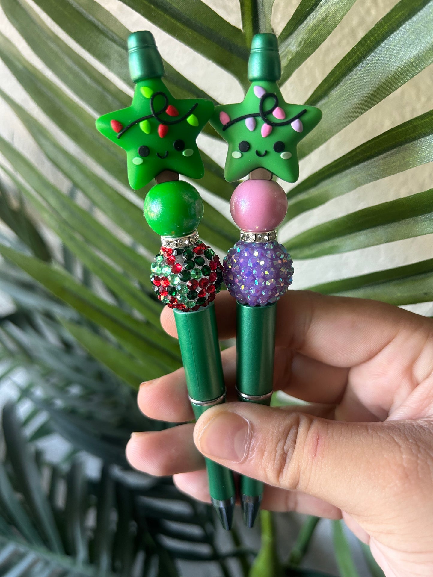 Christmas Tree Star Beaded Pens