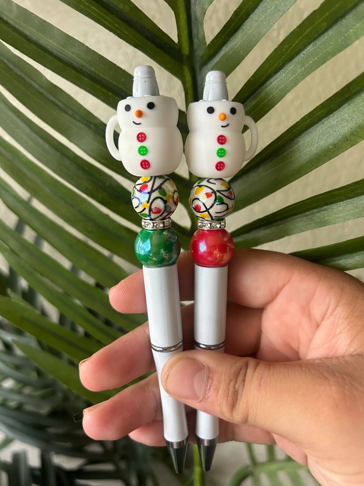Hot Cocoa Snowman Beaded Pens