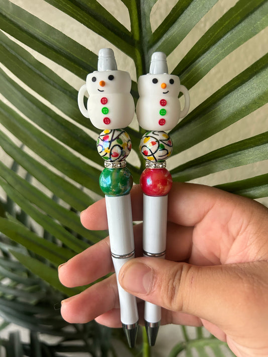 Hot Cocoa Snowman Beaded Pens