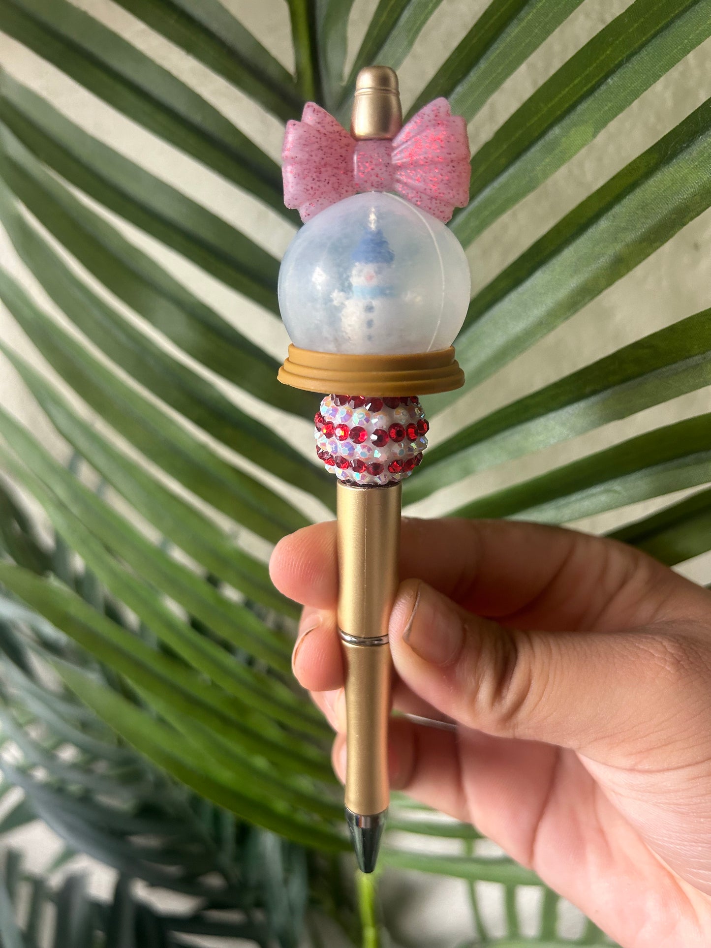 Snowman Snowglobe Beaded Pens