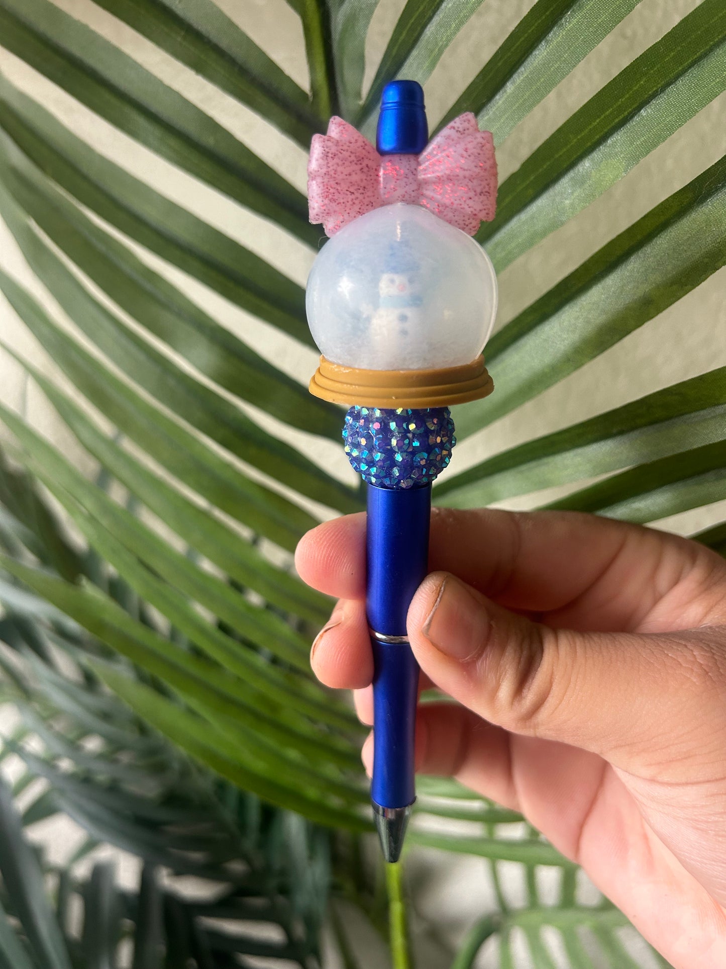 Snowman Snowglobe Beaded Pens