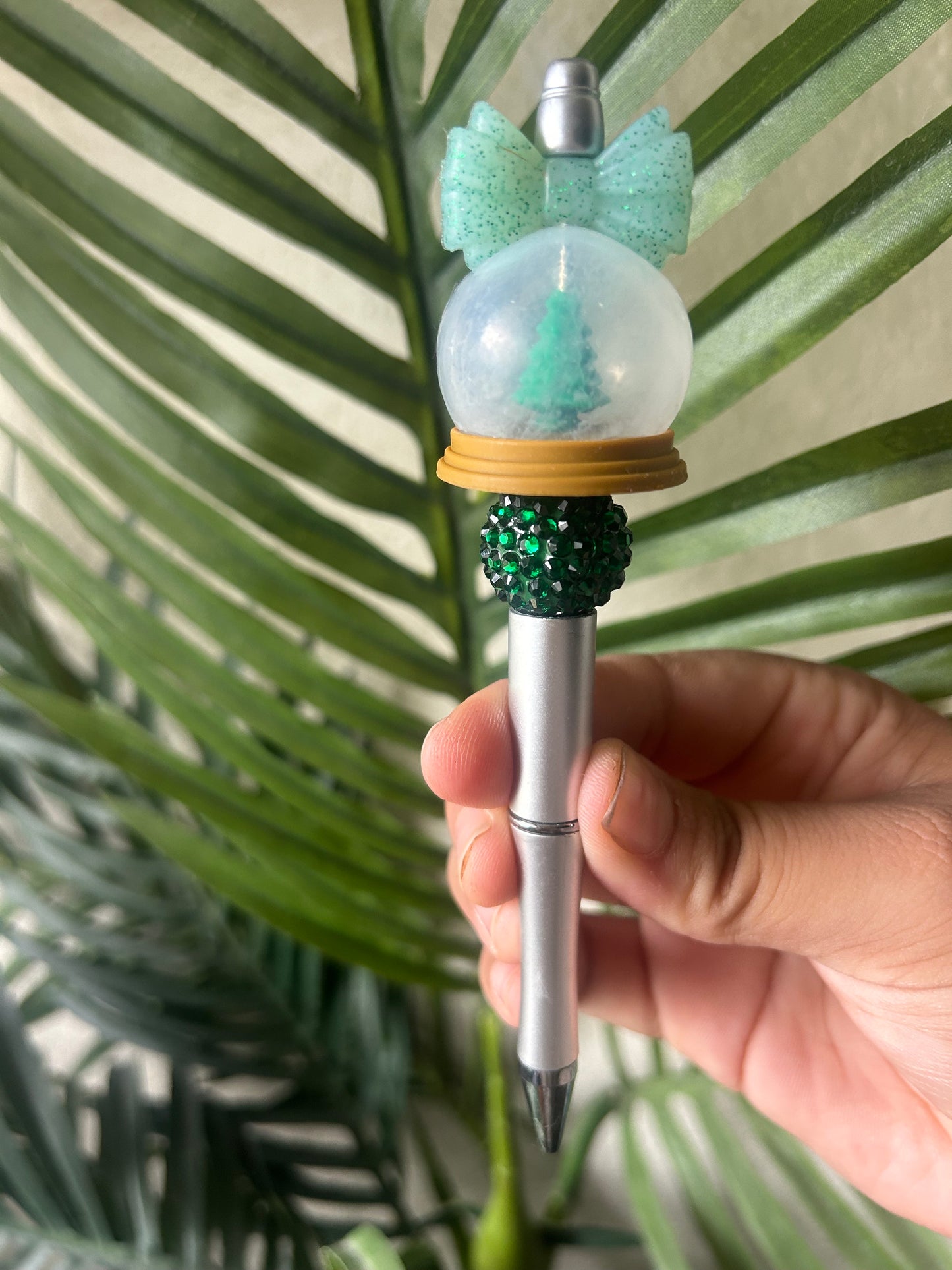 Christmas Tree Snowglobe Beaded Pens