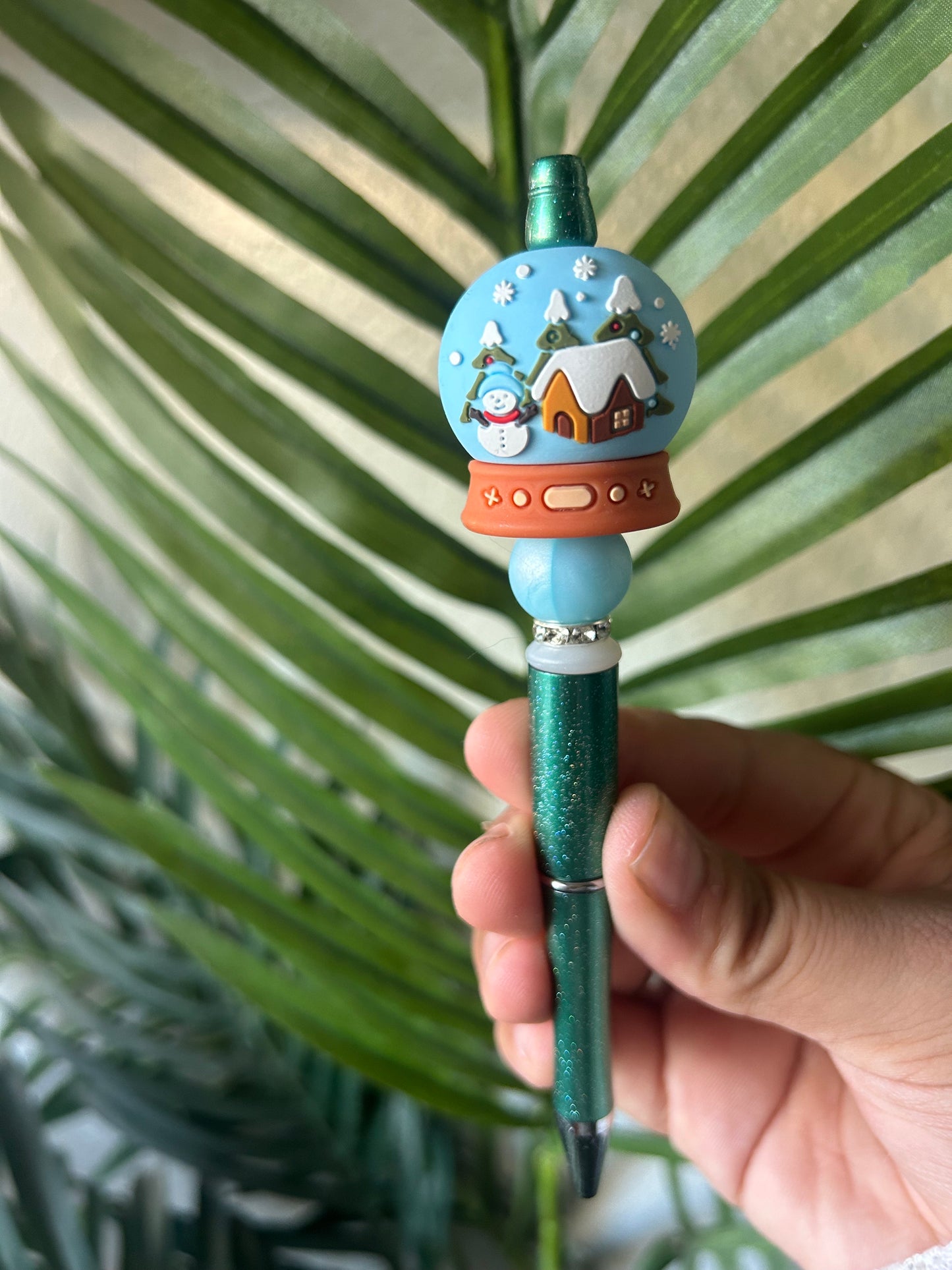Christmas Snowglobe Beaded Pens