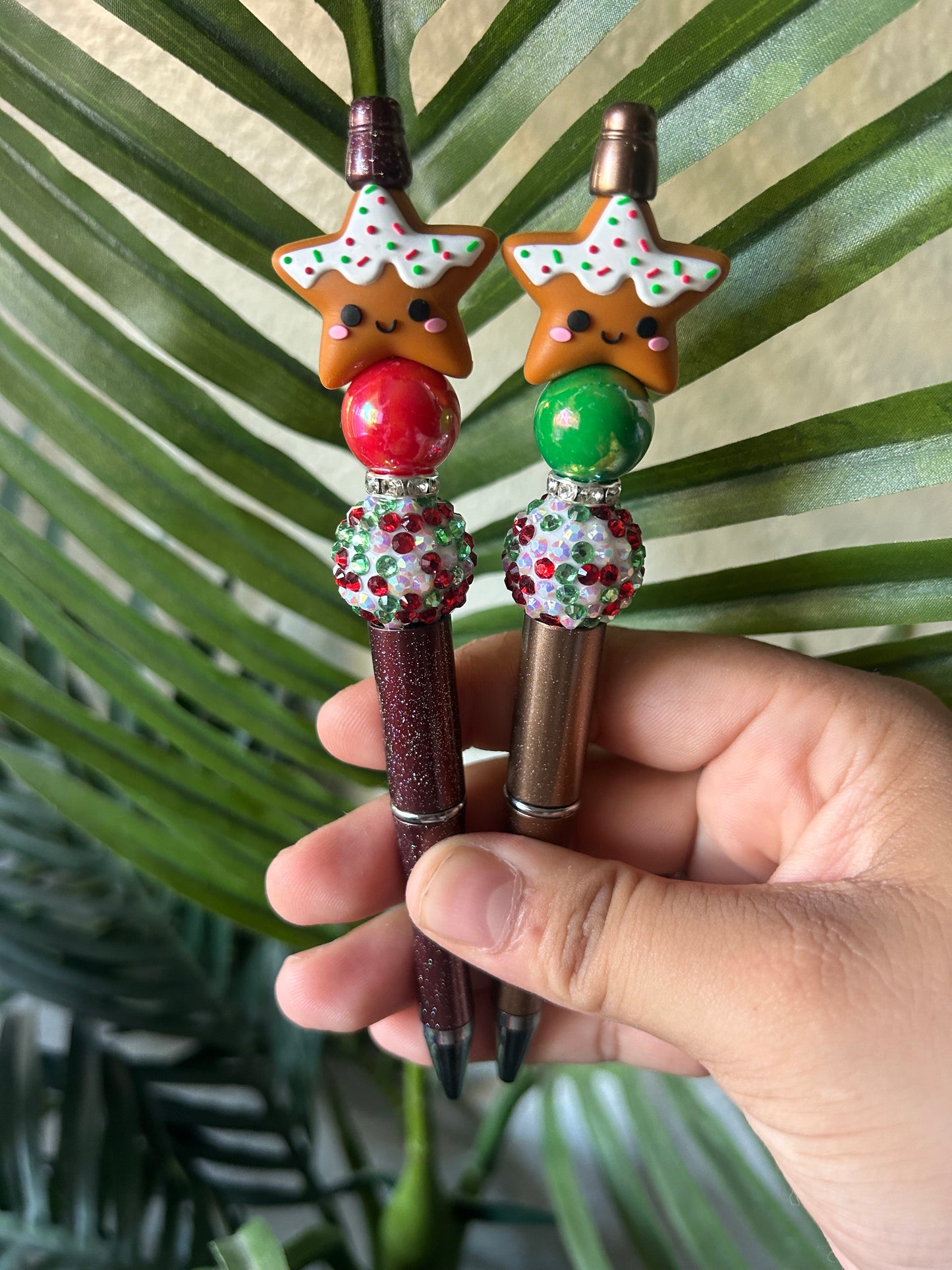 Christmas Cookie Star Beaded Pens