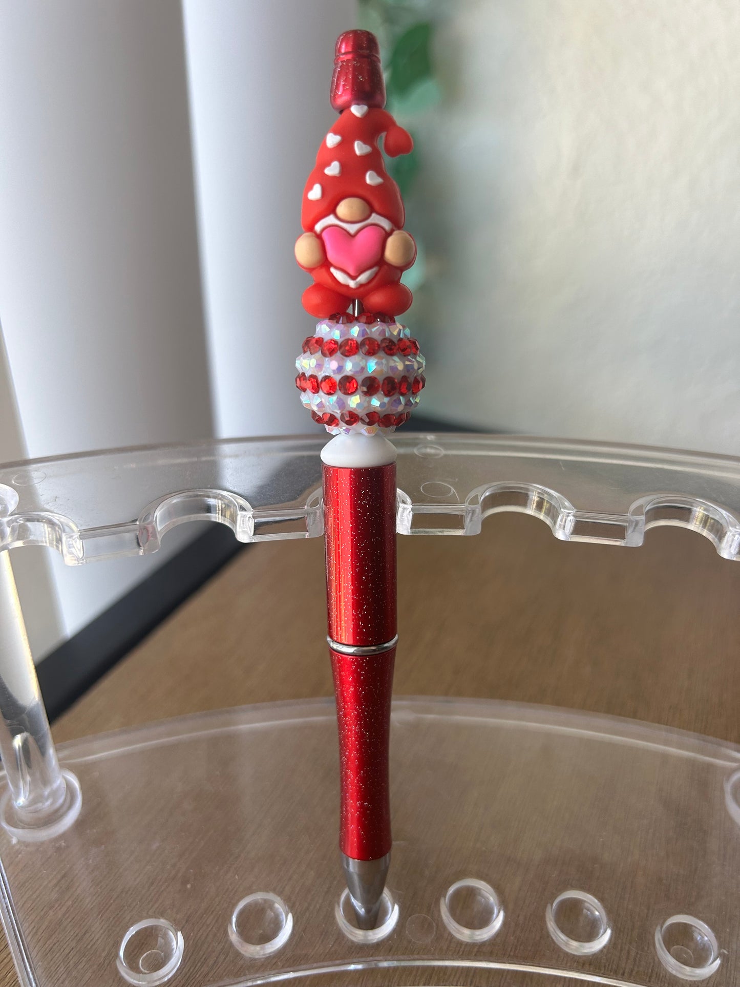 Red Heart Gnome Valentine's Beaded Pen