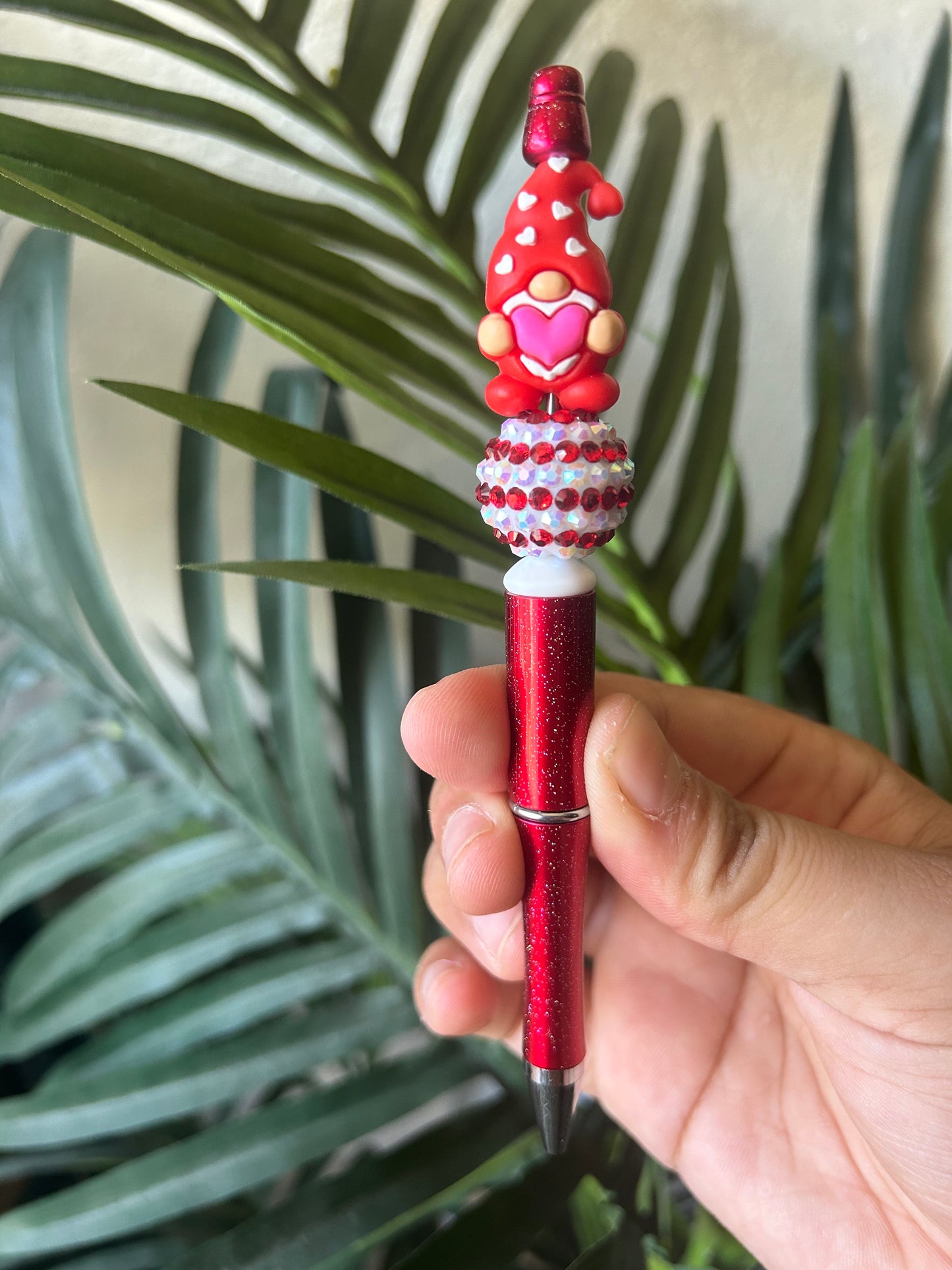 Red Heart Gnome Valentine's Beaded Pen